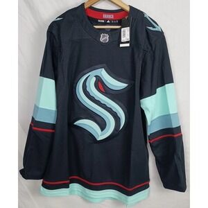 Seattle Kraken Adidas Authentic NHL Home Hockey Jersey Navy Blue Size 46 NWT